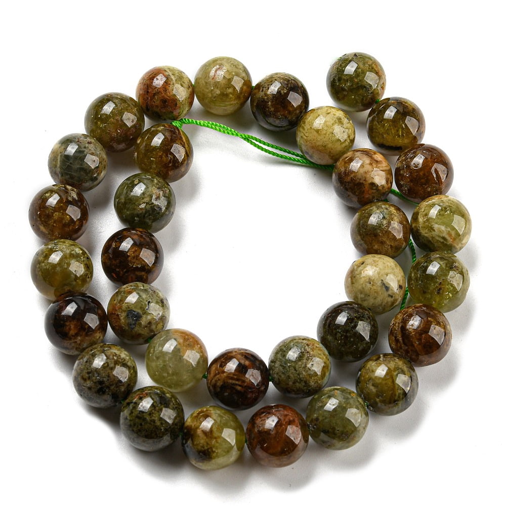 1 strand Natural Green Garnet Beads Strands Andradite Beads Round 12mm Hole: 1mm 32pcs/strand 15.3 inch(39cm)