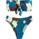 thumbnail image 1 of Traje de baño gráfico para mujer con lazo frontal y cintura alta Azul marino Colorblock G Azul marino Colorblock G Xishao ropa, 1 of 2