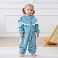 thumbnail image 4 of Toddler Kids Boys Girls Cute Fleece Romper Jumpsuit Teens Long Sleeve Thermal Outfit With Pocket Girls Soft Zipper Hooded Bodysuit Spring Comfortable Outwear Onesie Light Blue 0-6 Months, 4 of 7