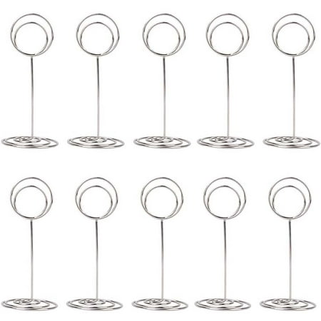 

10 Pack Table Number Holder Wedding Table Name Card Holder Clips Picture Memo Note Photo Stand (Silver)