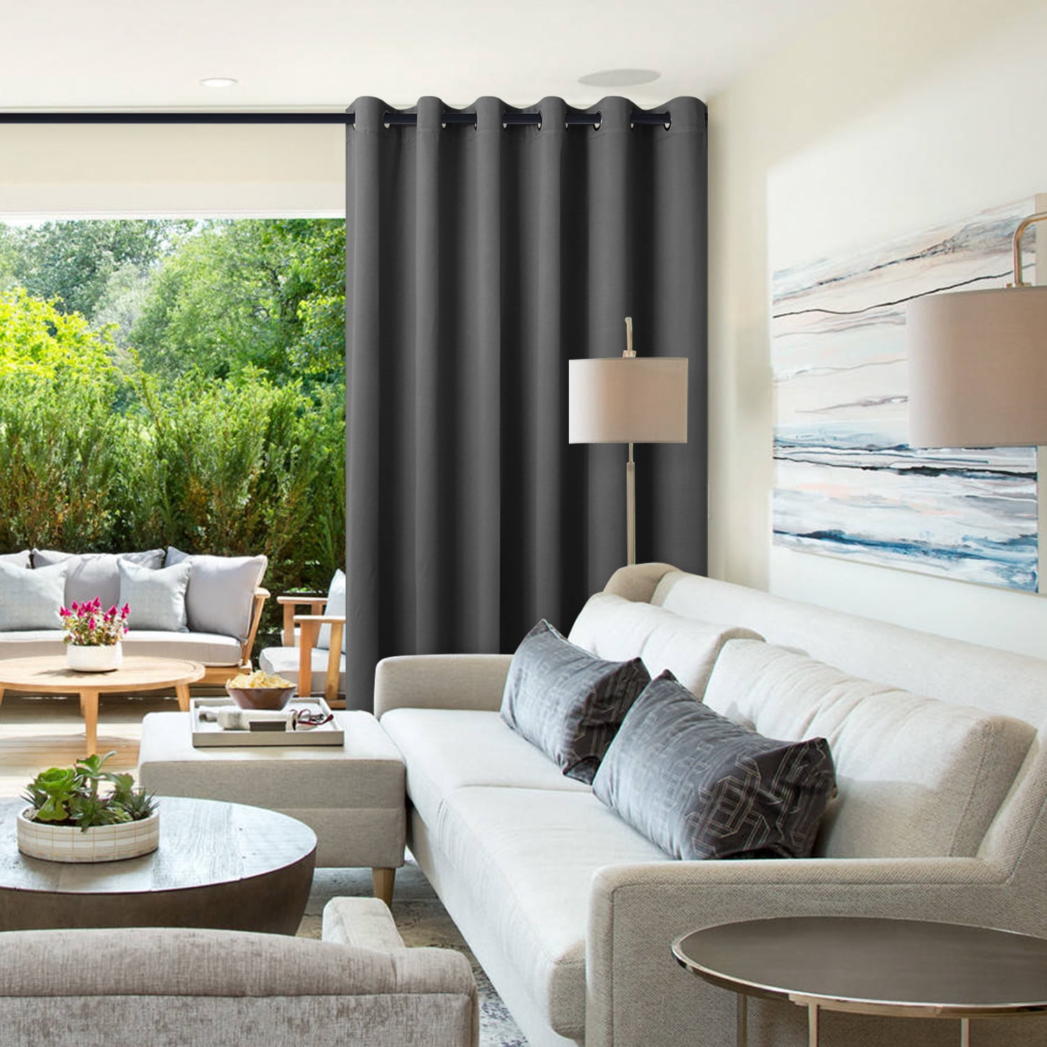 XWZO Room Divider Curtains 100"W x 84"L for Bedroom Living Room, Extra Wide Thermal Blackout Curtains for Patio Sliding Glass Door, Grommet, 1 Panel, Dark Grey