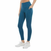 Danskin Ladies' 7/8 Brushed High Rise Leggings w/Pockets Wicking (Stormy Sea, L) 1619990