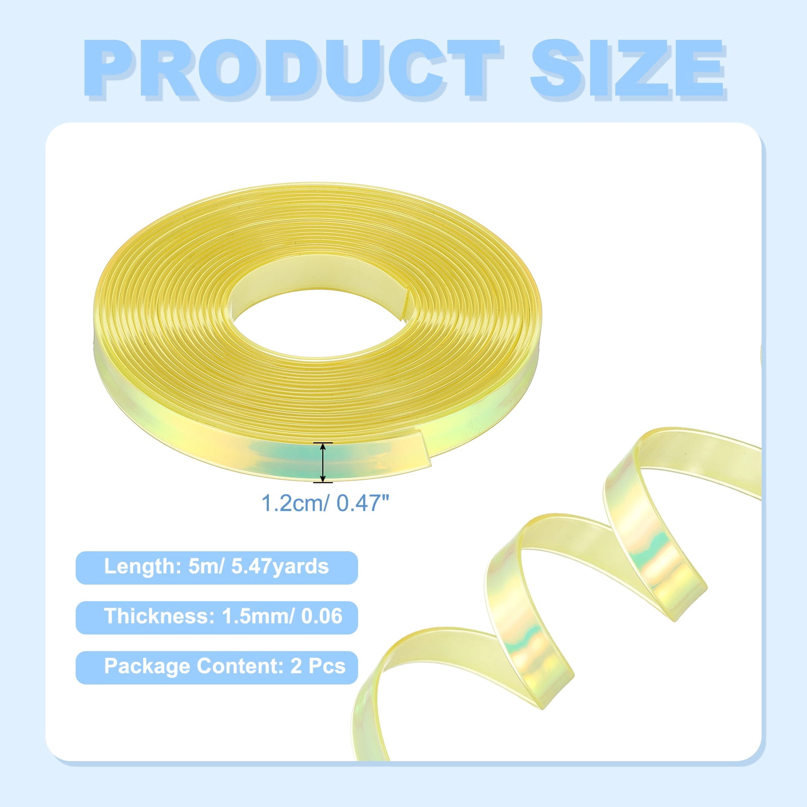 2PCS 5.47  Yards Silicone Lanyard String, 12mm Wide Bright Color Lacing Cord Laser Reflective Lanyard String for Crafts Weaving DIY Handmade Bracelets Clothes Keychain, Yellow Green