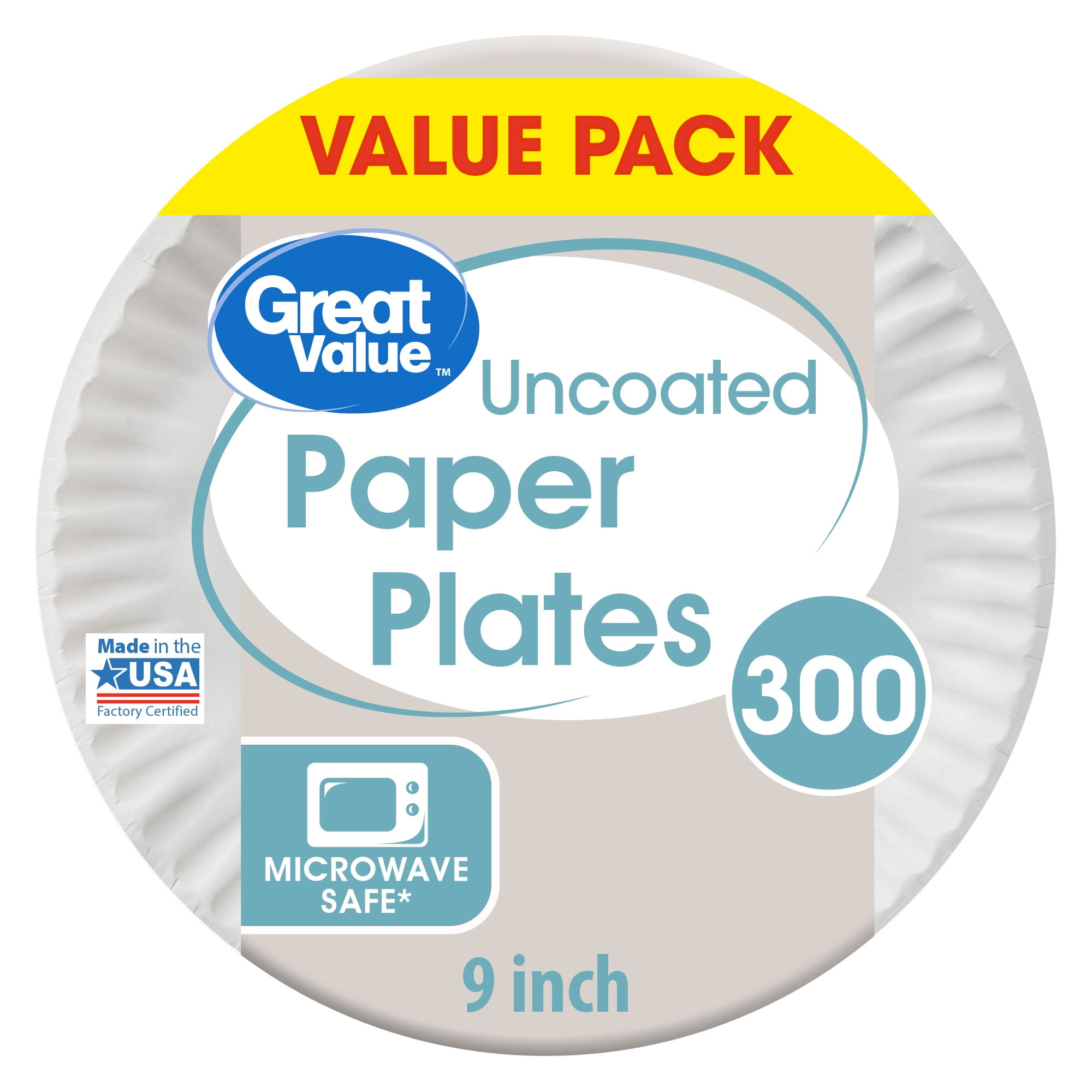 Great Value Economy Paper Lunch Plates, 8 5/8", 300 Count