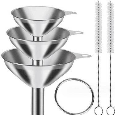 Acdanc 5 Pieces Funnel Set with Cleaning Brushes,Versatile Funnels for Kitchen Use Filling Bottles,Stainless Steel Kitchen Funnel