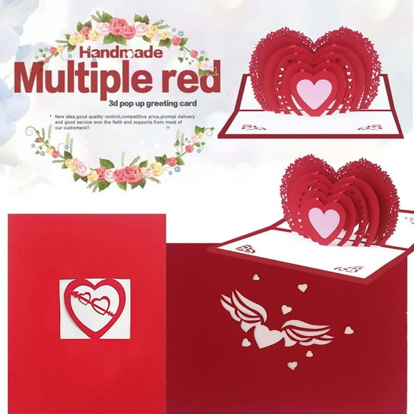 Openpig Heart Pop Up Card, Valentines Day Pop Up Card, Anniversary Card, 3D Love Heart Card With Envelope for Valentine's day