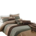 thumbnail image 1 of Benjara BM225183 Polyester Comforter Set with Pleats & Texture, Gray & Brown - King Size - 7 Piece, 1 of 1