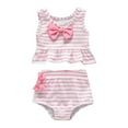 thumbnail image 4 of Hessimy Girls Tankini Swimsuits 2 Piece Criss Cross Ruched Swimwear Swim Shorts with Pockets Girl Bathing Suit（Pink,12-18 Months), 4 of 4