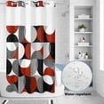 thumbnail image 2 of No Hook Shower Curtain, Red Grey, Shower Curtains for Bathroom with See Through Top Window, Abstract Retro Middle Century Geometric Art Waterproof & Washable Bath Curtain Stand Up Stall 36"x72", 2 of 9