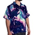 thumbnail image 2 of Starry Unicorn Men's Short Sleeve Poplin Button Down Shirts - Casual Printed Summer Beach Tops for Men, 2 of 6