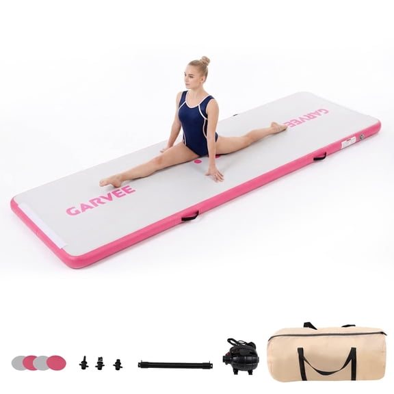 Inflatable Air Gymnastics Mat, 10ft/13ft/16ft Training Mat with Air Pump & Storage Bag, Tumble Track Mats, 4 Inches Thickness Gymnastics Tracks for Outdoor Cheerleading Yoga Exercise