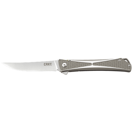 CRKT Crossbones 7530 Folding Knife with IKBS Pivot Bearing System with Rising Point AUS 8 Satin Finish Plain Edge Blade and 6061 Aluminum