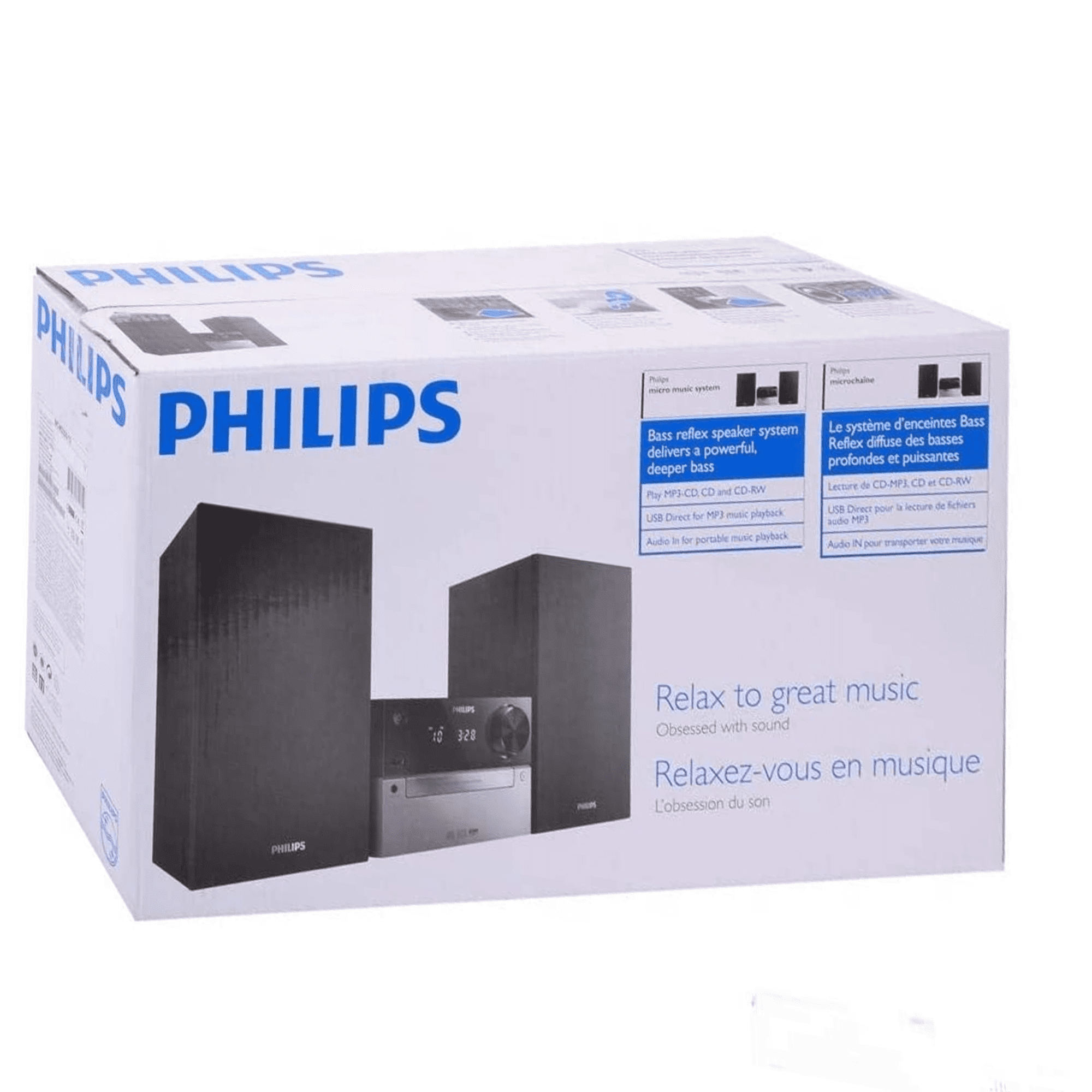 Philips BTM2310 Mini Stereo System with Bluetooth Wireless CD Player (CD,  MP3, USB for Charging, Ukw, 15 Watt) - Black