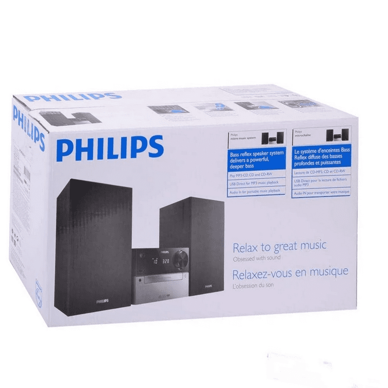  Philips Bluetooth Stereo System for Home with CD Player,  Wireless Streaming, MP3, USB, Audio in, FM Radio, 15W, Micro Music Sound  System : Electronics