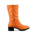 thumbnail image 3 of BLISSFUL STEP Women's Buckle Zipper Block Heel Combat Boots Orange 7, 3 of 7