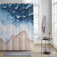thumbnail image 4 of Blue Beige Shower Curtains for Bathroom, Ombre Ocean Abstract Sea Wave Beach Sand Washable Fabric Shower Curtain with Hooks Waterproof Bathroom Decor Sets, 72 x 78 Inches, 4 of 9