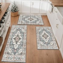 Farmhouse Kitchen Rugs Set 3 Piece, Boho Kitchen Mats for Floor, Non-Slip Kitchen Rug Waterproof Mats for Kitchen, Runner Rugs for Hallway Laundry Holiday Sink Decor