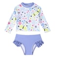 thumbnail image 2 of Baby Swimsuit Girl Girl's Long Sleeve Two Piece Rash Guard Set with Swim Shorts Baby Bathing Suit Girl Blue 4-5 Years, 2 of 7