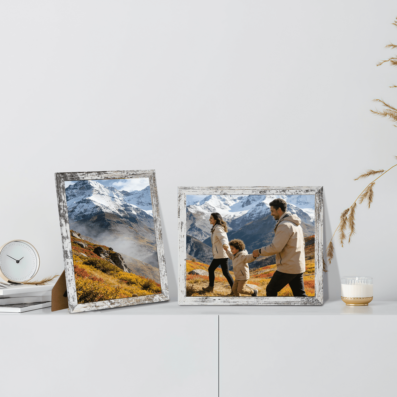 8x10 Picture Frames Set of 15, Farmhouse Wood Photo Frame 8 by 10 for Wall or Tabletop Display, Distressed White