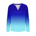 thumbnail image 6 of ShiShine 3/4 Length Sleeve for Women Tops Henley Shirts V Neck Gradient Color Trendy Work Clothes Fashion Outfits, 6 of 7