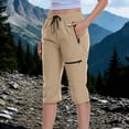 thumbnail image 2 of cfhntfmh Capri Pants for Women Elastic Waist Drawstring Summer Pants Casual Hiking Cargo Pants with Zip Pockets, 2 of 7