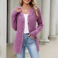thumbnail image 2 of Edvintorg Long Cardigans for Women Solid Color Long Sleeve Button Down Knit Cardigan Fall Open Front Cardigans Sweater Women Clothing S-2XL Purple, 2 of 8