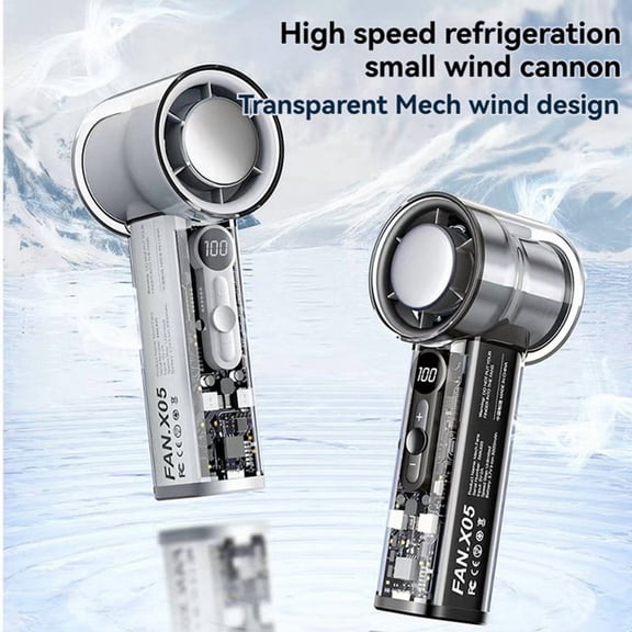 Mini Turbo Fan AI High Speed Handheld Cooling Fan 100 Levels Adjustable Digital Display for Travel/Work/Home/Outdoor B,1 * Turbo Fan Kit,White