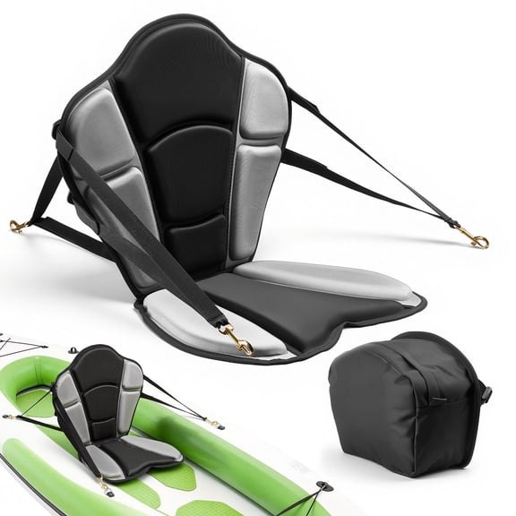 VEVOR Kayak Seat, 1 Pack 1" Thick, Universal Paddle Board Seat with Back Support, Sit-on-Top Soft Padded Cushion with Storage Bag & Adjustable Straps for SUP, Fishing Boat, Inflatable Kayak, Rowboat