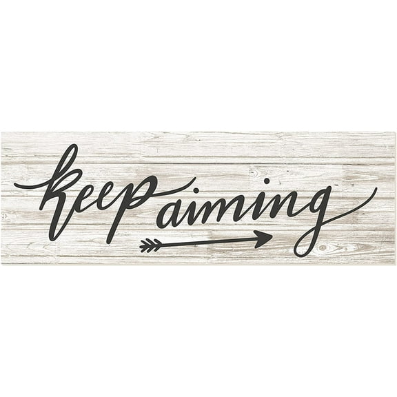 Keep Aiming Rustic Wood Wall Sign 6x18 (White)
