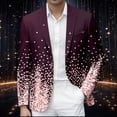 thumbnail image 2 of oqasdz Mens Suit Jacket Glitter Print Jacket for Event Stylish Lapel Design Shiny Stretch Slim Fit Dress Coat Travel Party Business Formal, 2 of 4