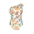 thumbnail image 4 of Yiaed Simple Drawing Print Women One Piece Swimsuits Tummy Control One Shoulder Bathing Suits Pattern Ruffle Swimwear-Medium, 4 of 8