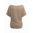 thumbnail image 3 of Womens Short Sleeve Boat Neck Side Shirring Dolman Drape Top, 3 of 6