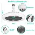 thumbnail image 4 of Moclever 2 in 1 LED Ceiling Fan Lights Remote Control 9.44in E27 Socket Fanlight with Dimmable Dimming Light Color Brightness 3 Fan Speed Timer Function, White, 4 of 14