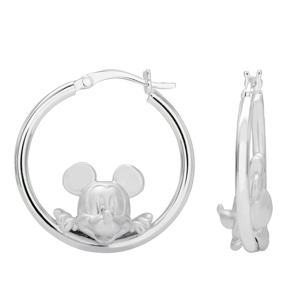 Disney Disney Sterling Silver Mickey Mouse Hoop Earrings for Women