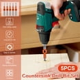 thumbnail image 3 of Countersink Drill Bit Set Adjustable Length Wear Resistant Punching Drill Bit Set Round Shank Drill Bit Kit Woodworking Tool with Hex Key for Wood PVC Plastic Soft Metal, 3 of 10
