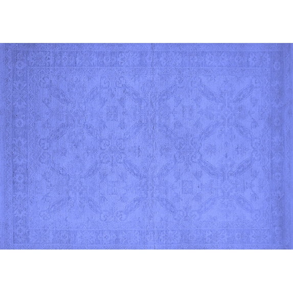 Ahgly Company Machine Washable Indoor Rectangle Oriental Blue Industrial Area Rugs, 8' x 10'