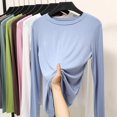 thumbnail image 1 of Modal Solid Basic Tshirt O Neck Long Sleeves Women Autumn Bottoming Tee Tops All match Tee Shirt Plus size undershirt, 1 of 5