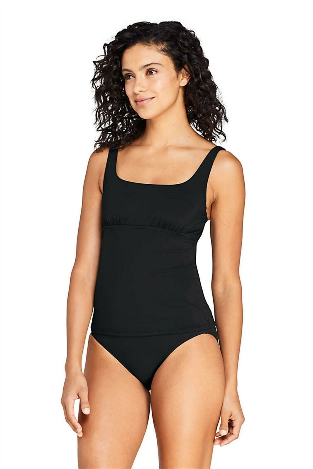 Lands End Womens Square Neck Underwire Tankini Top Swimsuit Adjustable Straps 