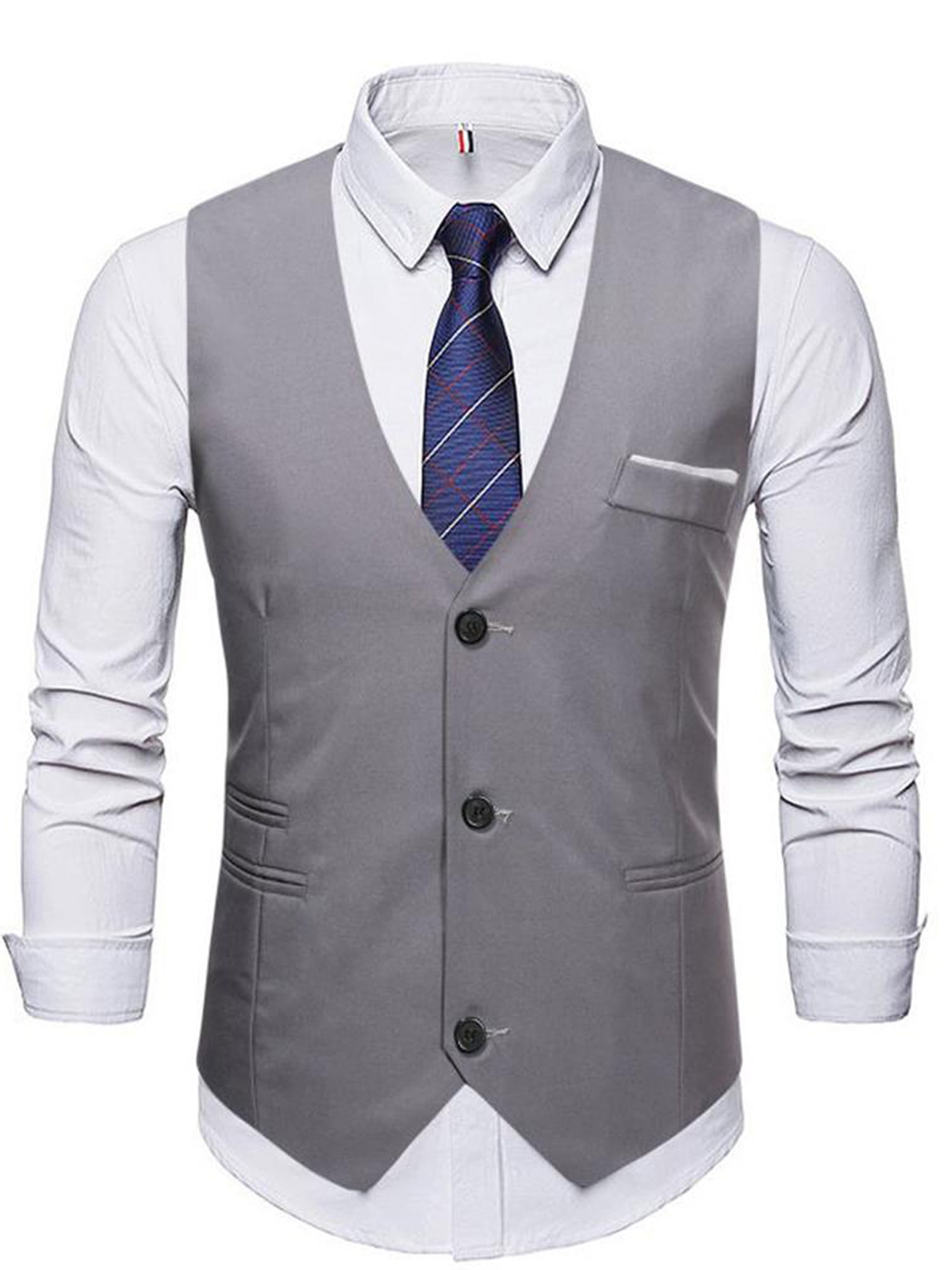 FashionOutfit Men's Classic Fit Solid Wedding Suit Tuxedo Dress Vest Waistcoat 