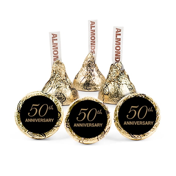 324ct 50th Anniversary Stickers for Kisses, Mints & Mini PB Cups Party Favors By Just Candy (Candy Not Included)