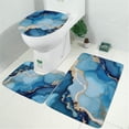 thumbnail image 2 of Blue Gold Marble Pattern Bathroom Rugs Sets 3 Piece,Toilet Cover Set,Absorbent Non Slip Bathroom Mats Sets with U-Shaped Contour Rug Toilet Rug Set, 2 of 5
