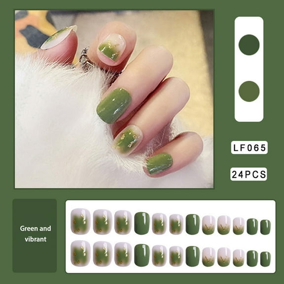 SDJMa Flowers Press on Nails Set, Square Short Fake Nails, False Nails Glossy Full Cover Stick on Nails Cute Short Acrylic Spring Floral Artificial Nails for Women Girls Glue on Nails 24Pcs (C)