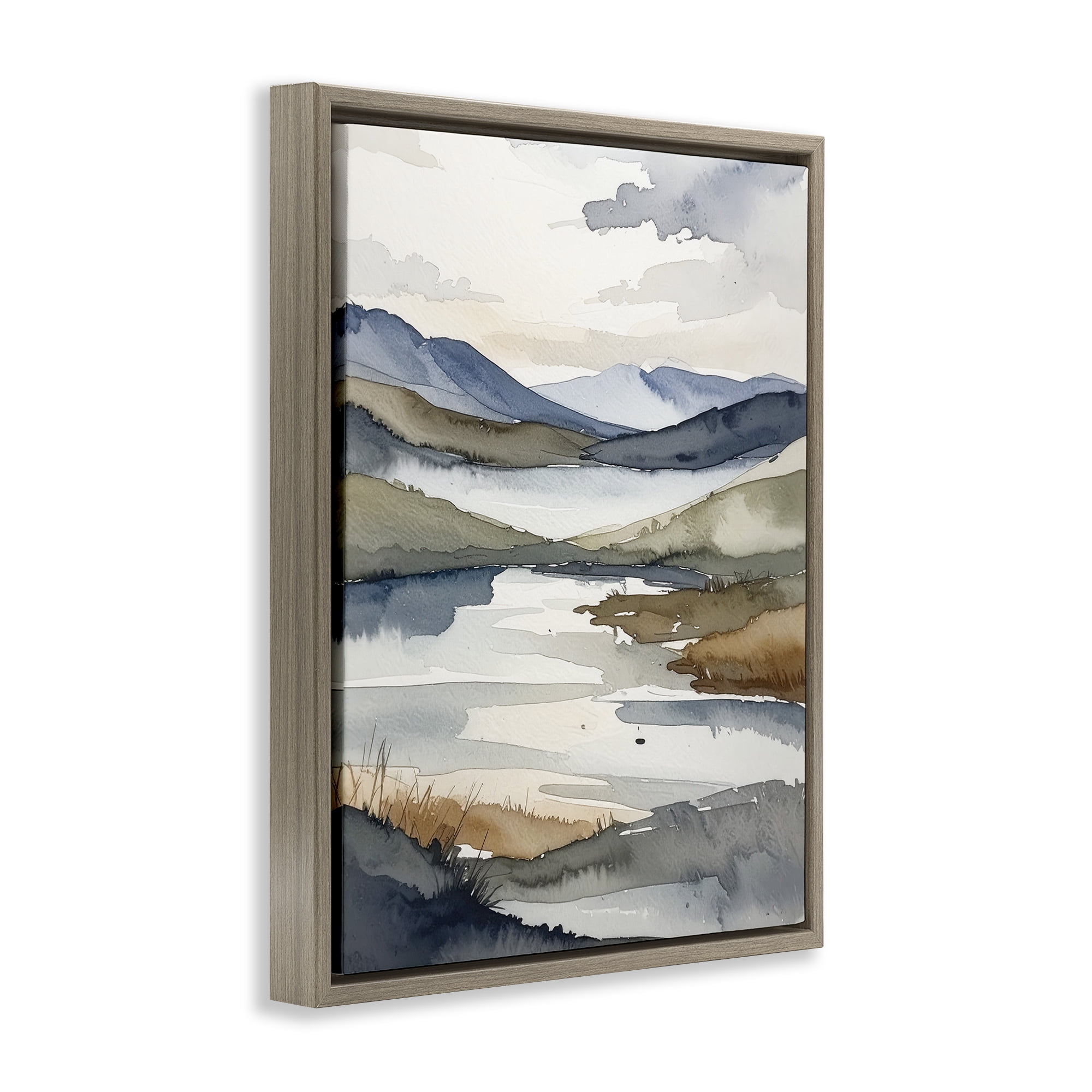 Stupell Industries Flow Of Water Pond Brown Framed Floater Canvas Wall Art, design by Alonza Saunders