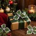 thumbnail image 4 of 10 Pcs Artificial Holly Berries, 5.12 inch Faux Berries Holly Leaves, Fake Berries with Green Leaves Christmas Tree Wreath Decor and Gift Box Warp, 4 of 7