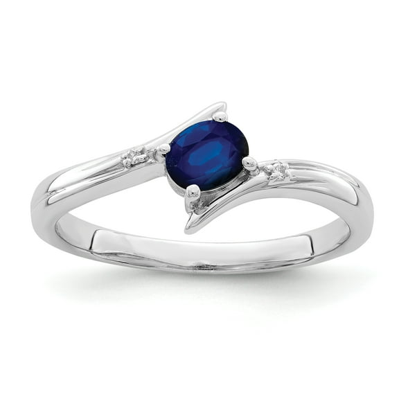 Primal Silver Sterling Silver Rhodium-plated Sapphire and Diamond Ring