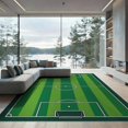 thumbnail image 2 of ODIKA 6'x9' Washable Area Rug Easy Care, Non-Shedding, Doormat Soccer Door Field Bordered Stadium Stripe Layout Themed for Queen Size Bedroom Under Bed Master Suite, 2 of 7