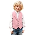 thumbnail image 2 of Boys Formal Suit Vest Solid Dress Sleeveless Open Front Waistcoat Vest Jacket Coat, 2 of 7