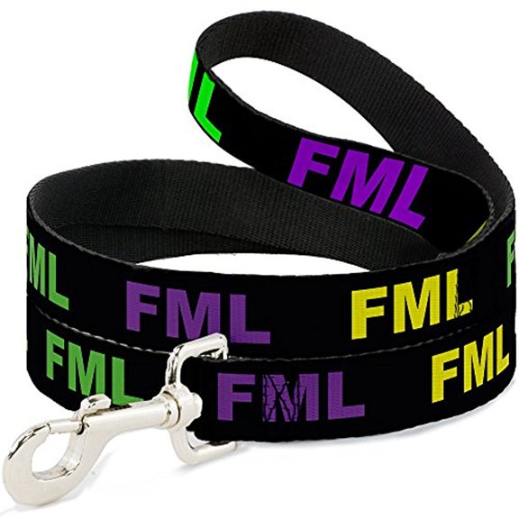 Buckle-Down DL-W30647-N Narrow 0.5" Formal Black Yellow Green Purple Dog Leash