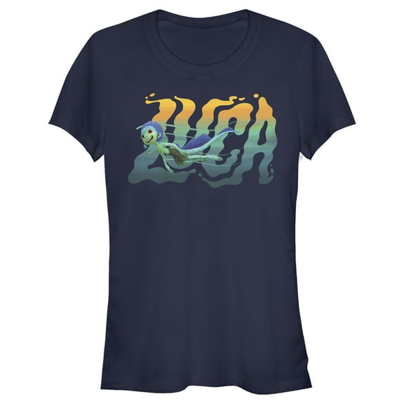 Junior's Luca Sea Monster Logo Graphic Tee Navy Blue 2X Large
