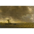 thumbnail image 2 of Jan van Goyen 24x17 Black Ornate Framed Double Matted Museum Art Print Titled: An Estuary Scene with the Onset of a Squall and Weyschuits Lowering Their Sails, 2 of 5